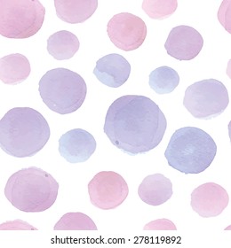 hand paint dots watercolor seamless circles pattern, watercolor texture, vector eps 8