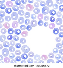 Hand paint frame of watercolor drops for design cards, invitations, posters