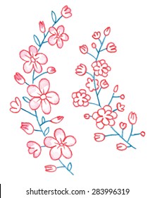 Hand paint garland of watercolor flowers made in vector. Perfect hand paint wreath for invitations, cards, projects or design. Bright summer illustration.