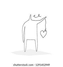 Hand paint outline vector stick figure illustration. Character people. Love theme. Valentines day (Can be used as texture for cards, invitations, DIY 