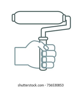 hand  with  paint roller vector  illustration