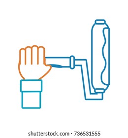 hand with paint roller vector  illustration