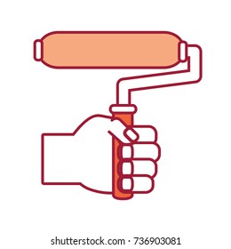 hand with  paint roller vector  illustration