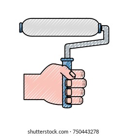 hand  with  paint roller    vector illustration