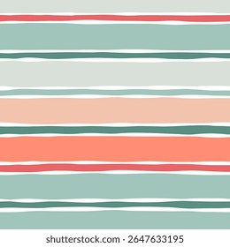 Hand paint stripes, seamless vector pattern, wave lines print