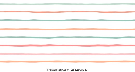Hand paint stripes, seamless vector pattern, wave lines print