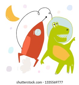 Hand paint vector dinosaur pattern. Lettering. Illustration for kids. (Can be used as texture for cards, invitations, DIY projects, web sites)