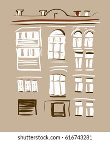Hand paint vector old European buildings.