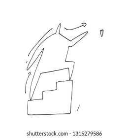 Hand paint vector outline stick figure illustration. Character people. Man up the stairs. (Can be used as texture for cards, invitations, DIY projects, web sites or for any other design.)