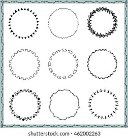Hand paint vector set of frames painted with brushes