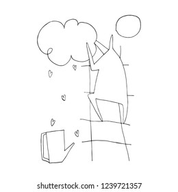 Hand paint vector stick figure illustration. Character people. Love theme. Valentines day (Can be used as texture for cards, invitations, DIY projects, web sites)