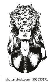 Hand paint vector zodiac lion