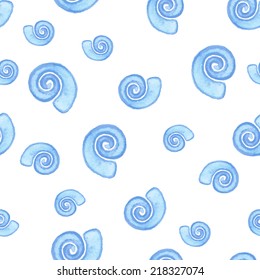 Hand paint watercolor shells seamless for design scrap book paper, textile, web sites, pattern fills