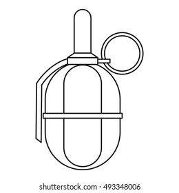 Hand paintball grenade icon in outline style on a white background vector illustration