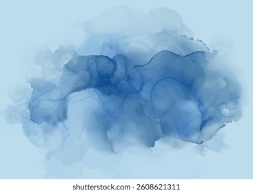 Hand painted abstract alcohol ink background in shades of blue