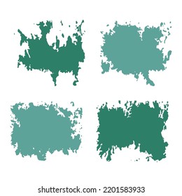 Hand painted abstract green stroke texture set