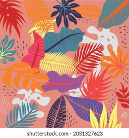 Hand painted abstract leaves pattern and colorful. Stylish abstract design and perfect for prints, social media, covers and more