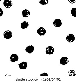 Hand painted abstract seamless pattern with inky dots and brush strokes. Modern vector background for wrapping paper, prints and textile. Contemporary backdrop in grunge style. Trendy background