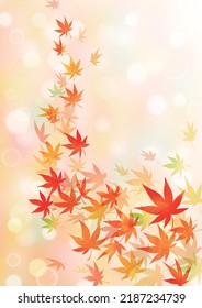 Hand painted, abstract, simple frame design of autumn leaves