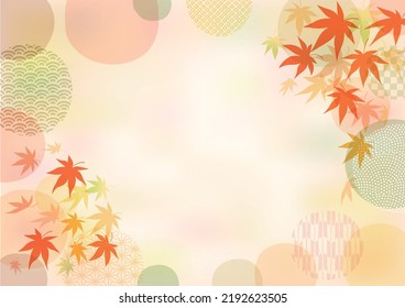 Hand painted, abstract, simple frame design of autumn leaves