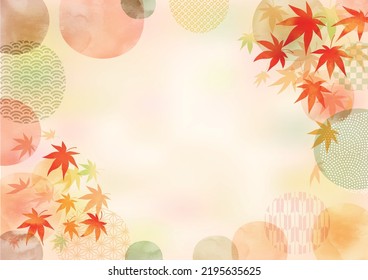 Hand painted, abstract, simple frame design of autumn leaves
