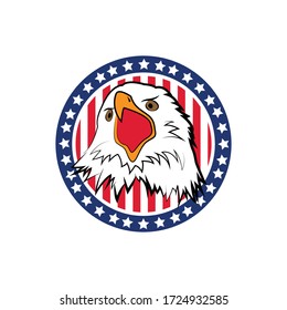 Hand Painted American Flag Eagle, Animal, National Flag vector design.