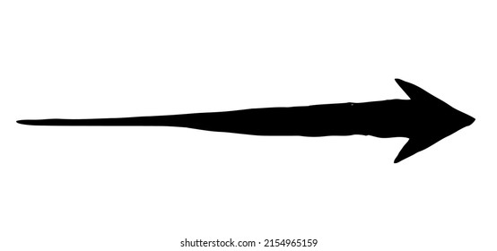 Hand painted arrow drawn with ink brush isolated on white background. Victor illustration