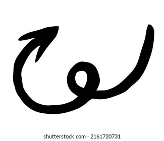 Hand painted arrow drawn with ink brush isolated on white background. Victor illustration