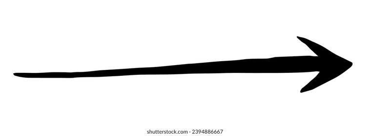 Hand painted arrow drawn with ink brush isolated on white background. Victor illustration