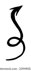 Hand painted arrow drawn with ink brush isolated on white background. Victor illustration