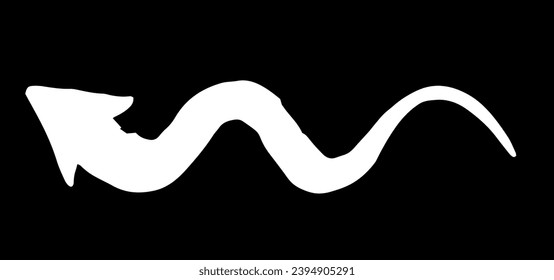 Hand painted arrow drawn with ink brush isolated on white background. Victor illustration