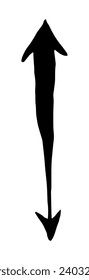 Hand painted arrow drawn with ink brush isolated on white background. Victor illustration