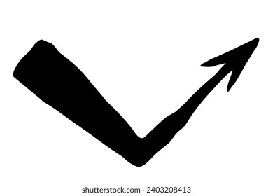 Hand painted arrow drawn with ink brush isolated on white background. Victor illustration