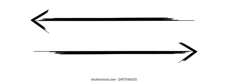Hand painted arrow drawn with ink brush isolated on white background. Victor illustration.