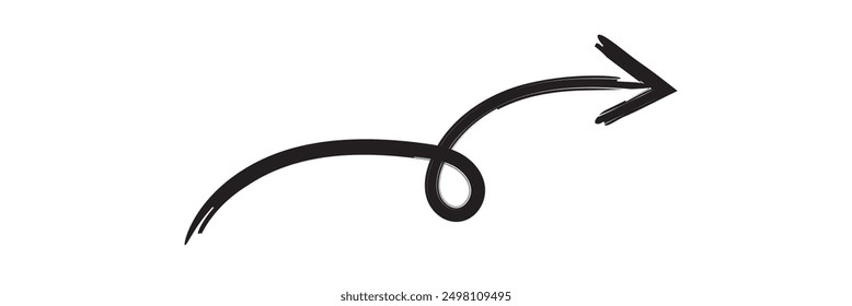 Hand painted arrow drawn with ink brush isolated on white background. Victor illustration