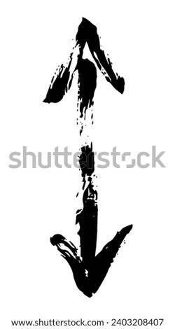 Hand painted arrow drawn with ink brush isolated on white background. Victor illustration