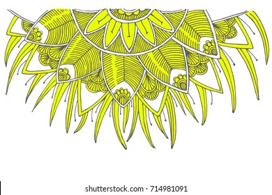 Hand painted art design for coloring book. Decorative ornament. Anti-stress therapy pattern. lime green hand drawn illustration
