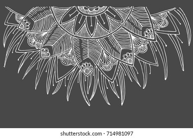 Hand painted art design for coloring book. Decorative ornament. Anti-stress therapy pattern. Black and white hand drawn illustration