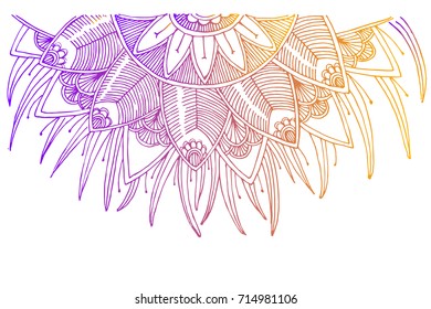 Hand painted art design for coloring book. Decorative ornament. Anti-stress therapy pattern. Gradient hand drawn illustration