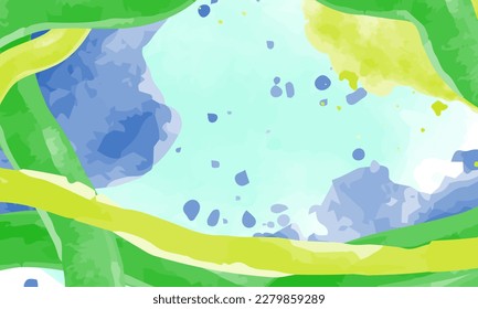 Handgemalte Kunst, inspiriert von abstrakter Aquarellfarbenbrasilienflagge auf weißem Hintergrund, Aquarell-Hintergrund.
