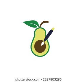 Hand painted avocado vector icon illustration design 