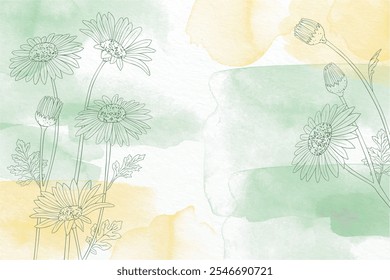 fundo pintado à mão com flores desenhadas