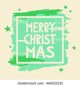 hand painted background with frame and text "merry christmas"