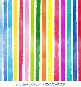 Hand painted background with a rainbow coloured watercolour stripes design