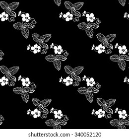 Hand painted background. Vector seamless pattern with strawberry bush.