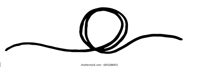 Hand painted banner with circle hand painted with ink brush, divider shape. Isolated on white background. Vector illustration