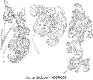 hand painted baroque ethnic ornaments