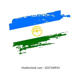 Hand painted Bashkortostan grunge brush style flag on solid background