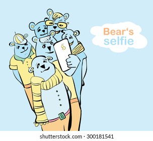 hand painted bears selfie. many bears do self photo. 