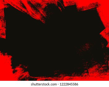 hand painted  black and red brush strokes vector background texture 